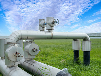 Hot water network of the Amercentrale in Plukmadese polder in Ma