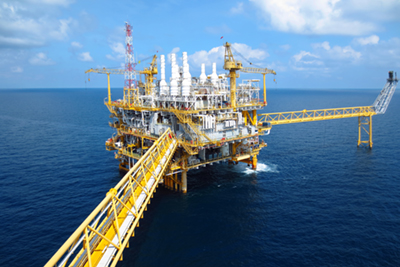 Oil and gas industry .Offshore construction platform for product