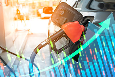 Close up of fuel monitoring system refueling a petroleum to vehi