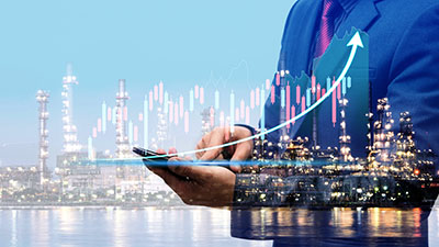 Businessman using digital tablet. Business global internet conne