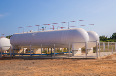 Natural Gas storage tanks in industrial plant.