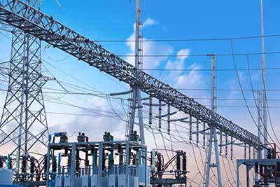 High voltage power transformer substation