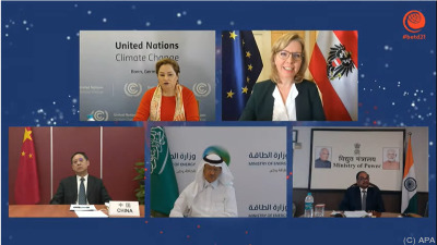 Klimaschutzministerin Gewessler beim Berliner Energiewendeforum (Screenshot)
 - Berlin,