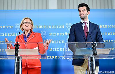 Gemeinsam gegen Schwarz-Grün: Mikl-Leitner und Landbauer
 - St