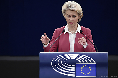 Kommissionspräsidentin Ursula von der Leyen - Strasbourg, APA/AFP/POOL