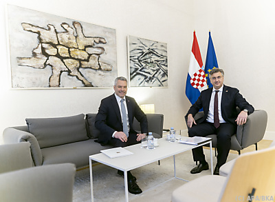 Karl Nehammer und der kroatische Premierminister Andrej Plenkovic - Zagreb, APA/BKA